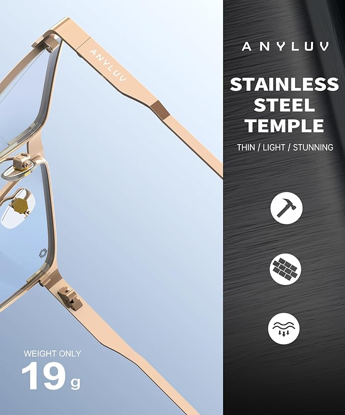 ANYLUV Blue Light Glasses for Men/Women, Lightweight Blue Light Blocking Glasses, Anti-Eye Strain Computer Glasses for Gaming