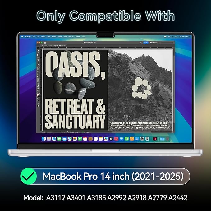 360° Privacy Screen for MacBook Pro 14 Inch (2021-2024, M1, M2, M3, M4), 4 Way Privacy Anti Glare Blue Light Filter Shield Film Anti Spy Laptop Protector for Mac 14.2In Computer