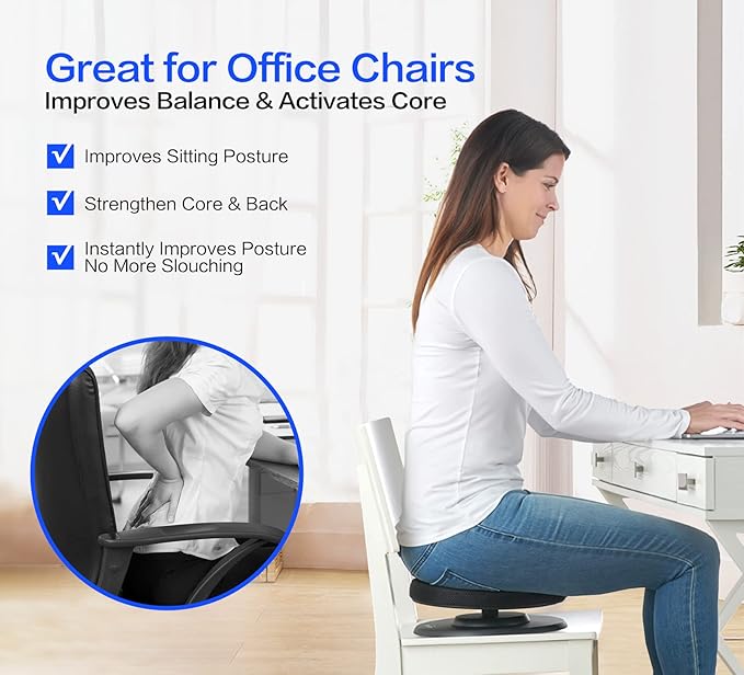 Balance Active Seat Posture Core Trainer | Improve Posture & Stability, Increase Back Muscle Strength While Sitting in Your Chair, Portable Exercise | Perfect Addition to Your Chair or Seating Setup