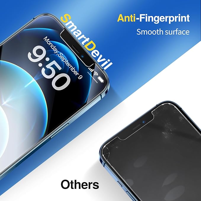 SMARTDEVIL 2 Pack Screen Protector for iPhone 12 Pro Max Tempered Glass, HD Clear Film, Easy Installation, Dust-Free & Bubble-Free (iPhone 12 Pro Max)