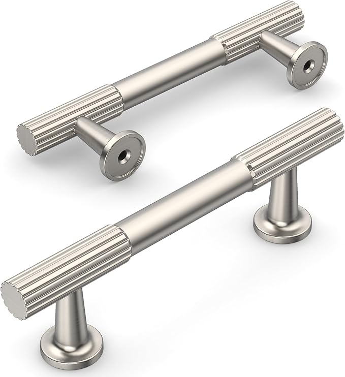 Amerdeco 10 Pack Brushed Satin Nickel Cabinet Pulls 3 Inch(76MM) Hole Centers Kitchen Cabinet Handles Hardware Kitchen Handles for Cabinets Cupboard Handles Drawer Pulls ZH0071