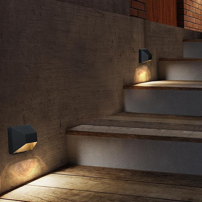 Outdoor Wall Sconce with Integrated LED Light, Waterproof Powder Coating Black, Heavy Duty Metal Anti Exterior Corrosion Wall Light Fixture, Outdoor Porch Light for Front Door, Fence, Garage, 2 Pack