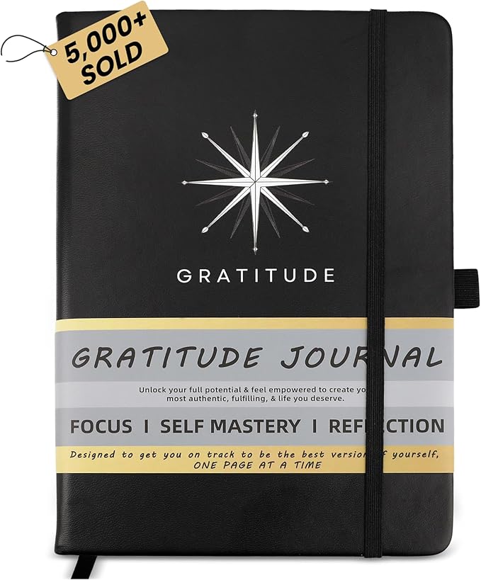 Gratitude Journal for Men – Daily Self Care Planner for Happiness, Positivity, Affirmation, Inspirational, Mental Health Wellness – 5 Minute Journal Guided with Prompts Notebook