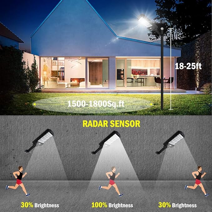 2 Pack Solar Street Light Outdoor,200w 6000LM Solar Motion Flood Lights IP66 Waterproof Dusk to Dawn Led Remote Control for Garden,Paking Lot,Pole,Barn,Wall Lighting