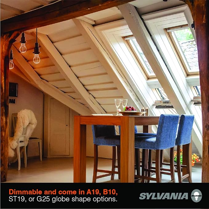 Sylvania A19 Clear LED White Filament Bulb, 11.5W, Dimmable, 1500 LMS, Medium Base, 5000K, Daylight - 2 Pack (42173)