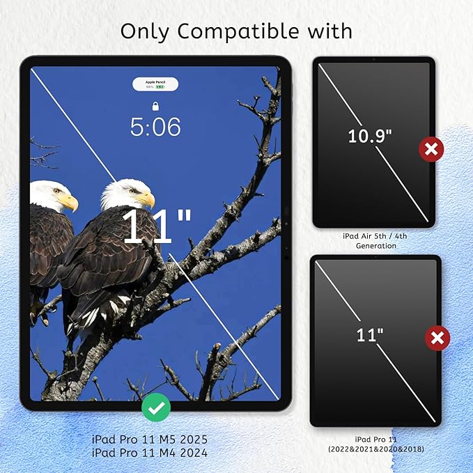 MOBDIK 2 Pack Paperfeel Screen Protector Compatible with iPad Pro 11 M5 2025 / M4 2024 New Version Crafted for Natural Writing, Less Reflection, Nib Friendly, with Easy Installation Kit