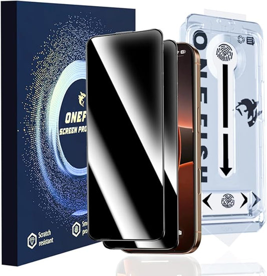 OneFish Full Edge Coverage Tempered Glass Screen Protector for IPhone 12/IPhone 12 Pro 6.1 inch 2 Pack Edge Reinforced, Self-Aligning Installation, Case Friendly Privacy Screen Protector