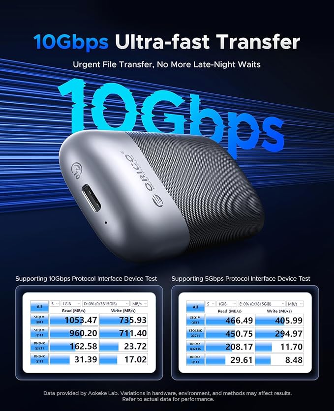ORICO 8 TB External SSD, Up to 1000MB/s for USB 3.2 Gen 2 Interface, Portable Solid State Drive for Smartphone, Laptop, PC and Game Console, Fast and Reliable Storage Solution - M10Max