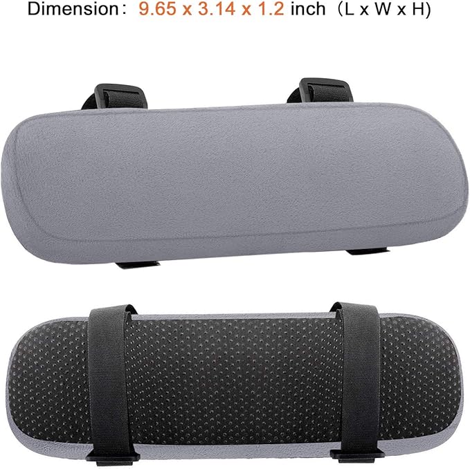 MOSISO Chair Armrest Pads (2 Pack), Memory Foam Home/Office Chair Arm Rest Covers Comfy Computer Gaming Elbow Cushion Removable Washable Elbow Support Forearm Pressure Relief, Gray