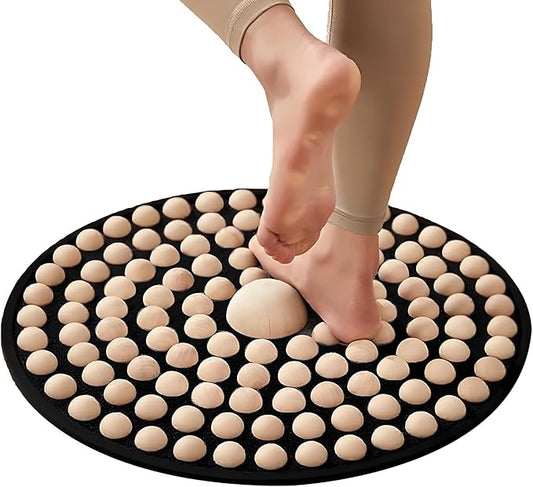 Wood Foot Massager Mat - Portable Acupressure Pad for Pain Relief, Foldable Pressure Point Relief Tool, Home Spa Therapy Foot Massage Board, Ideal Gift for Seniors