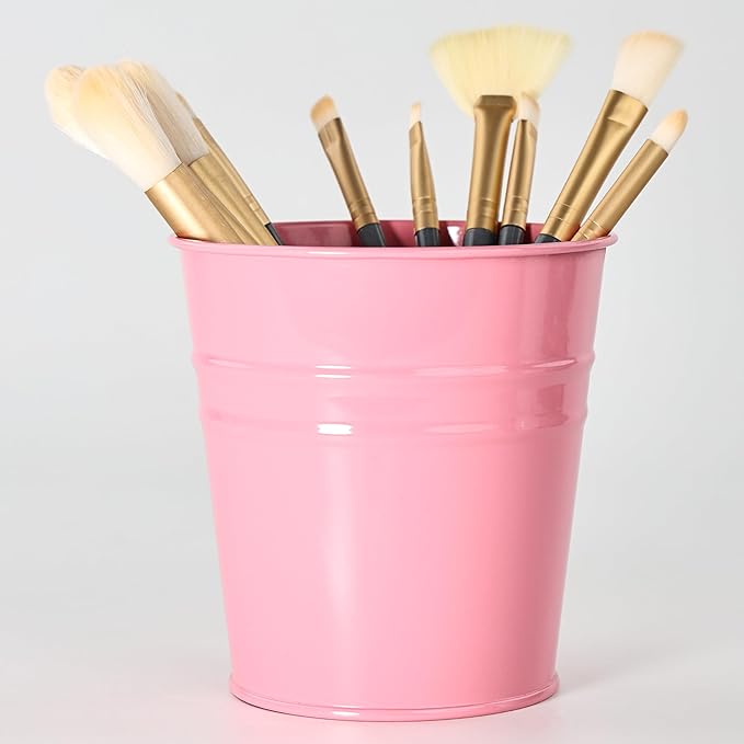 Pen Holder Cups for Desk,Metal Pencil Holder,Marker Pen Storage Holder Desktop Stationery Organizer Makeup Brush Holders, Desk Accessories & Workspace Organizers for Office School Home -2 Pack (White)