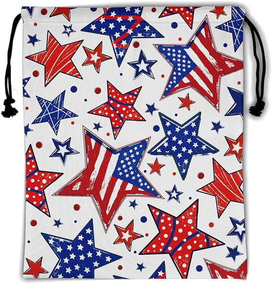 USA Flag Stars Grip Bag for Gymnast Adjustable Gym String Storage Pouch Patriotic Small Bag