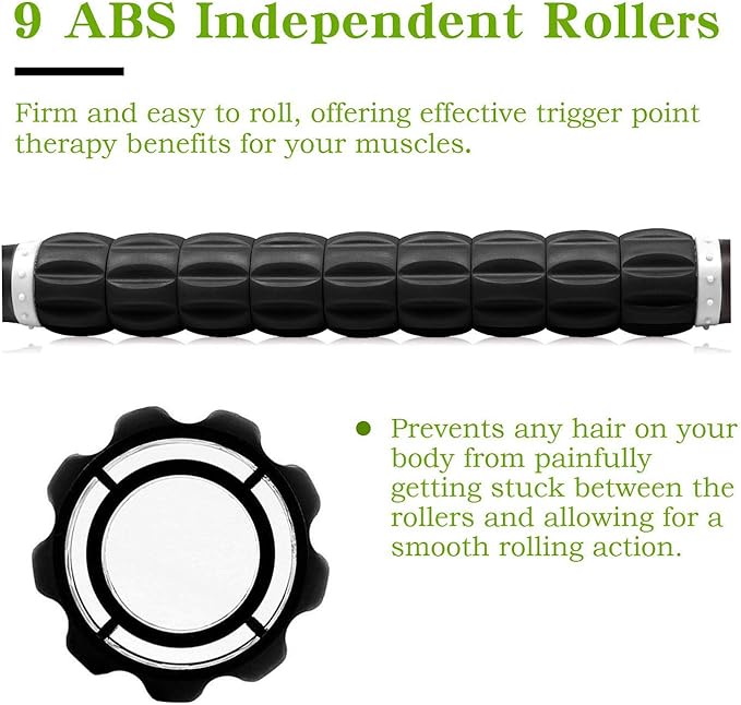 Muscle Roller Massage Roller Stick for Athletes, Help Reducing Muscle Soreness Cramping Tightness Leg Arms Back Calves Muscle Massager（Black White - 18 inch）