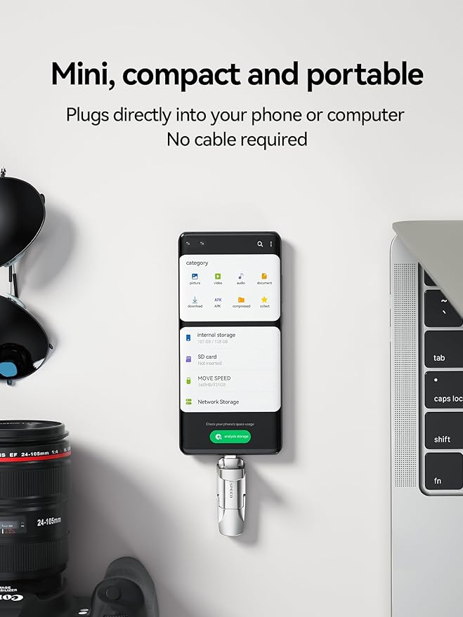 MOVE SPEED 512GB Solid State Flash Drive,520MB/s High Speed Type C USB Drive,USB 3.2 Thumb Drive Compatible with iPhone 15, 16, 17 Series/Android Phone/MacBook/Audio/Smart TV(1 Pack)