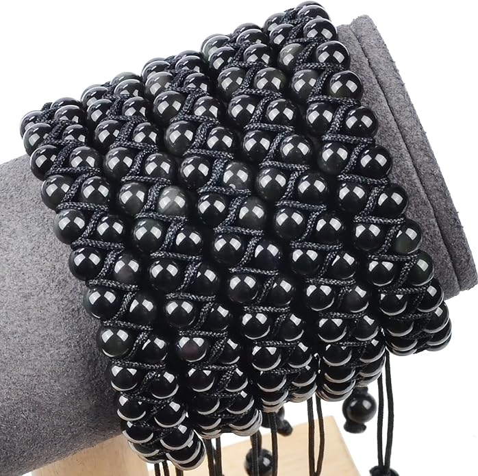 MASSIVE BEADS Double Layer Natural Chakra Healing Power Crystals Macrame Bracelet Yoga Stone Beads Gemstone Meditation Relax Anxiety Bangle for Unisex Women Men