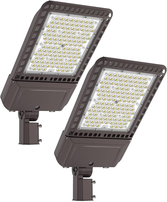 Led Parking Lot Lights Outdoor 400W 60,000LM Slip Fitter Street Pole Light with Dusk-to-Dawn Photocell 100-277V IP65 Waterproof 5000K Commercial Area Lighting for Parking Lot, Roadways 2Pack