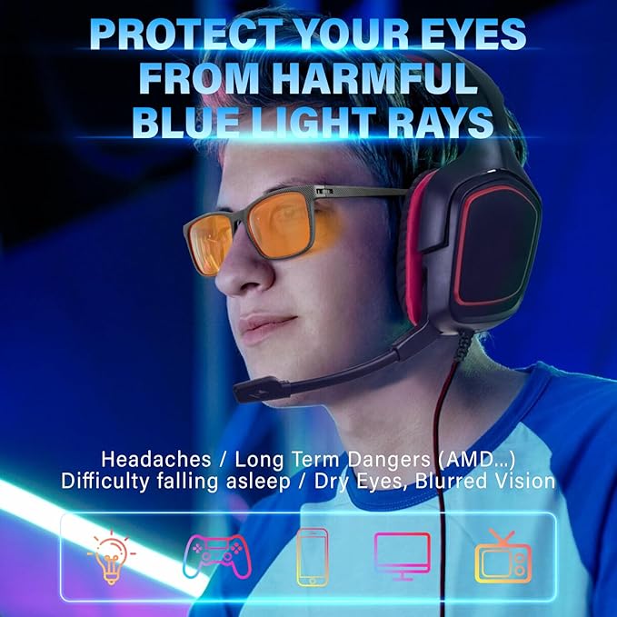 99% Blue Light Blocking Glasses Men Women Lightweight Frame Computer TV Gaming Eyeglasses Reduce Eyestrain