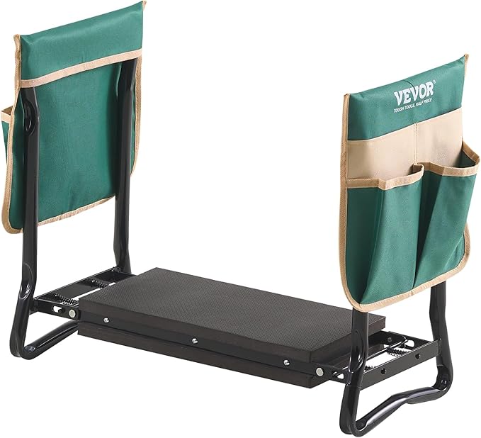 VEVOR Folding Garden Kneeler and Seat Heavy Duty, Widened 8" EVA Foam Pad, Portable Garden Stool with Tool Bags, Gardening Bench to Relieve Knee & Back Pain, Great Gifts for Seniors, Women, Parents