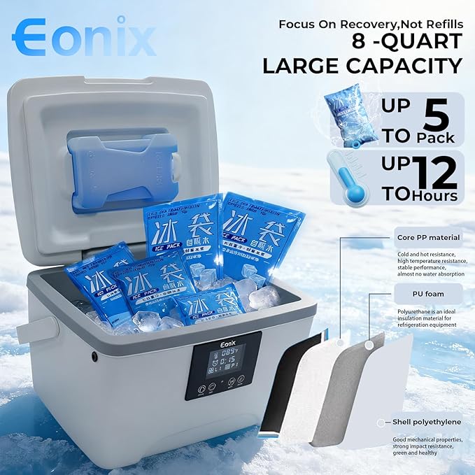 EONIX Cold Therapy Machine with Programmable Timer, Portable Ice Machine for Knee After Surgery, Cryotherapy with Compression Pad for Knee, Ankle, Foot&Elbow