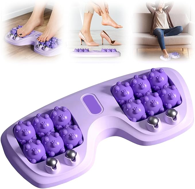 Foot Massager Roller for Plantar Fasciitis Relief, Upgrade Dual Foot Acupressure Massage for Stress Relief and Improved Circulation, Portable Feet Massager Tool for Home Office Use (Purple)