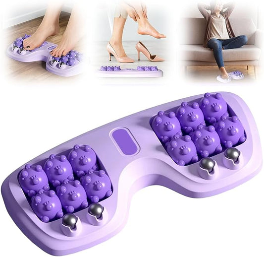 Foot Massager Roller for Plantar Fasciitis Relief, Upgrade Dual Foot Acupressure Massage for Stress Relief and Improved Circulation, Portable Feet Massager Tool for Home Office Use (Purple)