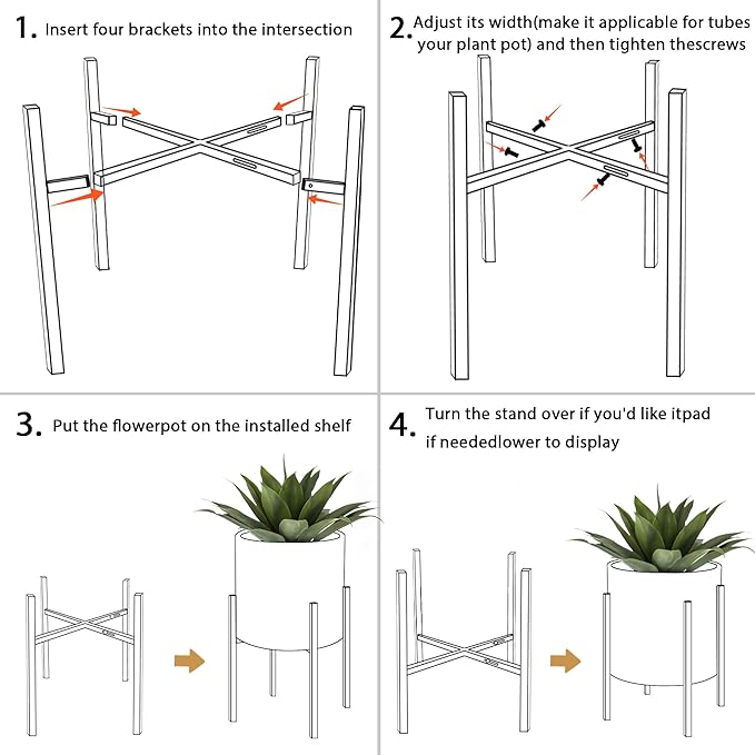 ARNIS Modern Plant Pots, Large Planters with Stand, Set of 2 Decorative Planters, Metal Plant Pots with Drainage Holes for Living Room, Office, Garden or Balcony, 10.5 &12.25 Inch, Black
