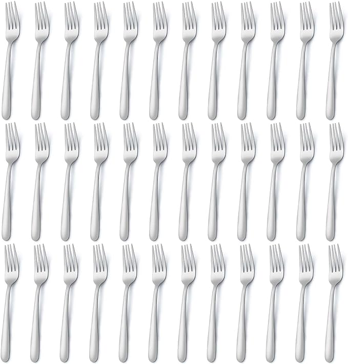 Pleafind 36-Piece Dinner Forks Set (8 inch), Stainless Steel Forks Silverware, Mirror Polished Fork Set, Small Forks for Home, Kitchen, Restaurant, Dishwasher Safe