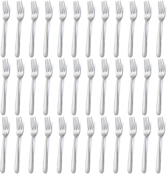 Pleafind 36-Piece Dinner Forks Set (8 inch), Stainless Steel Forks Silverware, Mirror Polished Fork Set, Small Forks for Home, Kitchen, Restaurant, Dishwasher Safe