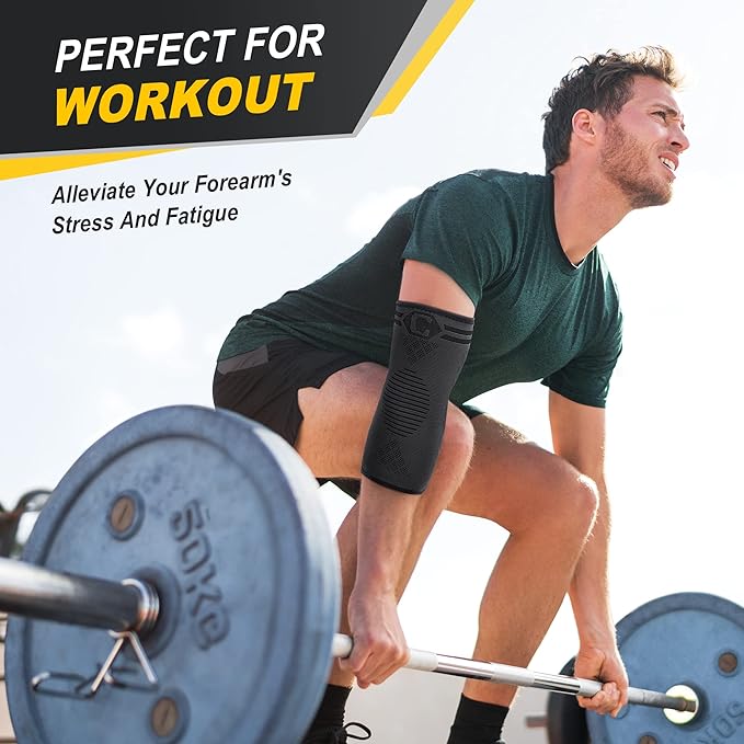 CAMBIVO 2 Pack Elbow Brace for Tendonitis, Tennis Elbow Compression Support Sleeve for Golfers Elbow Pain Relief, Arthritis, Bursitis, Workout, Weightlifting