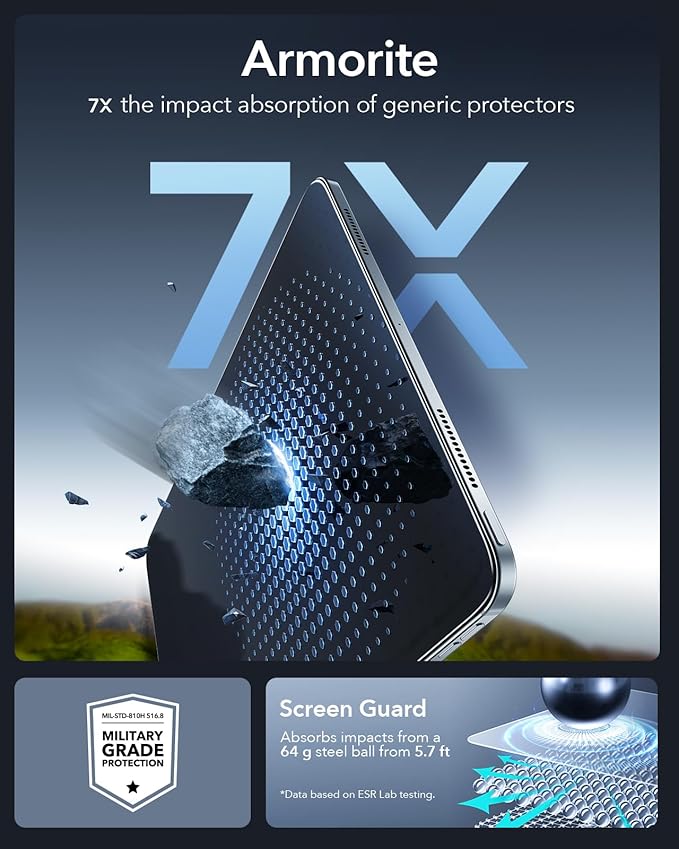 ESR 2 Pack Armorite Screen Protector for iPad Pro 11 Inch (M5/M4) 2025/2024, Military Grade Protection, 9H Hardness Tempered Glass Film with UltraFit Tray, HD Clarity, Dust and Bubble Free