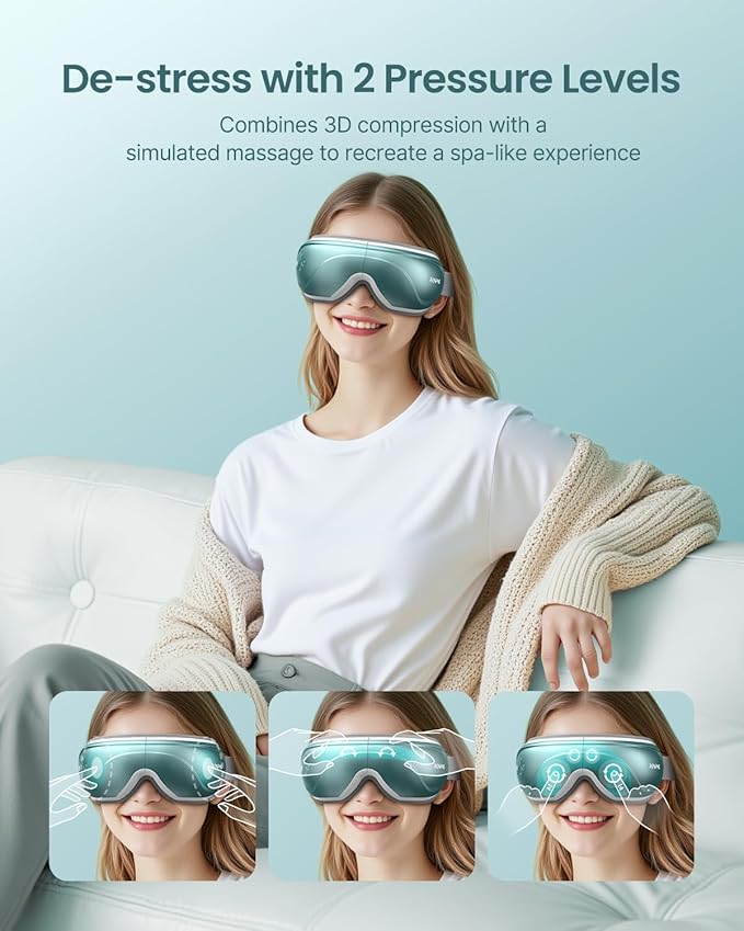 RENPHO Eyeris 2 Eye Massager with Heat and Cooling, Christmas Birthday Gifts for Mom Dad Women Men Heated Eye Mask for Reduce Strain Improve Sleep