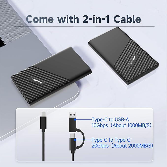 fanxiang 500GB External SSD Portable, Up to 2000MB/s, USB C External Solid State Drive External Hard Drive, USB 3.2 Gen2*2 Type-C SSD for iPhone 15/Pro/PC/Laptops/Creators/Gaming