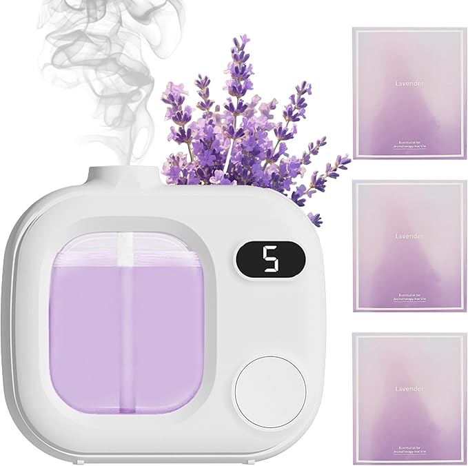 Mini Aromatherapy Diffuser - Cute and Compact Ultrasonic Essential Oil Diffuser with 5 Mist Levels for Home Office Car and Hotel Cordless Air Fragrance Machine for Large Rooms and Bathrooms