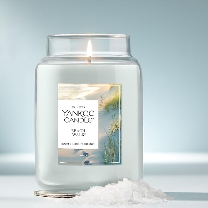 Yankee Candle Large Jar Scented Candle with up to 150 Hour Burn Time, Premium Plant Wax Blend for Consistent Burn, 22 oz Jar Candle with Room Filling Fragrance, Beach Walk