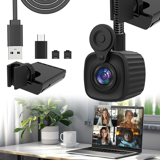 Webcam 4K Eye Center Cam Middle Autofocus Flexible Gooseneck Arm Center Camera Noise-Canceling Mic, USB Plug-and-Play & Privacy CoverZoom/Teams for PC Conferencing, Home Office Work, Remote Calls