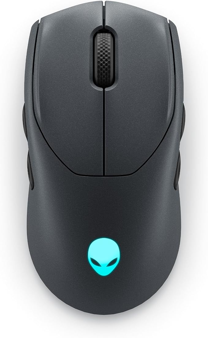 Alienware AW720M Tri-Mode Wireless Gaming Mouse - 2.4GHz Wireless, Bluetooth 5.1, 26,000 DPI, 8-Fully Programmable Buttons, Magnetic Snap Charging Adapter USB-A to USB-C Cable - Dark Side of The Moon