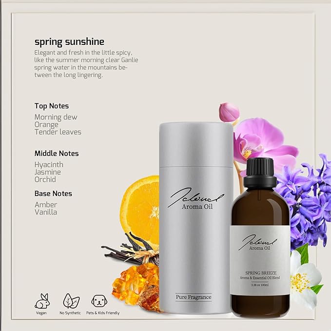 JCLOUD Smart Scent Air Machine for Home with Spring Breeze Inspired by InterContinental Hotel Essential Oils 100ML, HVAC Scent Diffuser Cover Up to 2000 Sq. Ft with Cold Air Technology for Large Room