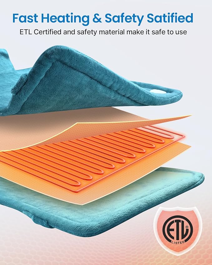 RENPHO King Size Heating Pad for Back Pain Relief, Christmas Gifts for Men Women Him, Stocking Stuffers, FSA Eligible, XL Large Electric Heat Pad for Neck and Shoulder, ETL Certified, 24"x37", Blue