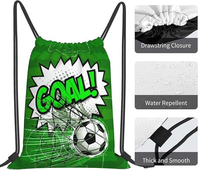 Soccer Drawstring Backpack Gym String Bag Water Resistant Drawstring Sackpack Sport For Womens Mens