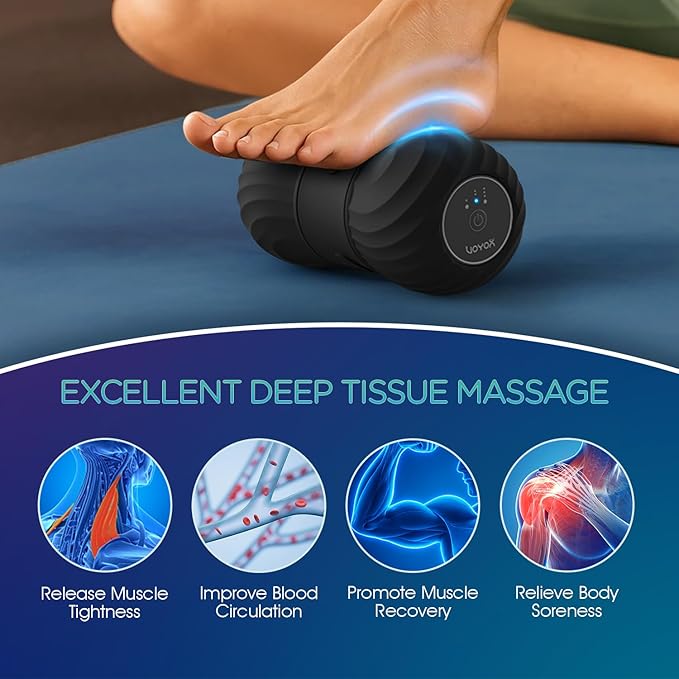VOYOR-HEALTH Vibrating Peanut Massage Ball Roller, Electric Double Lacrosse Massage Ball with 4 Intensities for Muscle Pain Relief, Rechargeable Deep Tissue Massage, Yoga Sports Fitness MB300 (Black)