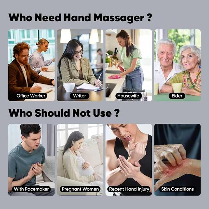 Hand Massager with 9 Modes and 4 Heating Options for Hot and Cold Therapy Hand and Wrist Massager for Arthritis and Carpal Tunnel Relief, Hand Massager with Heat and Compression, Black