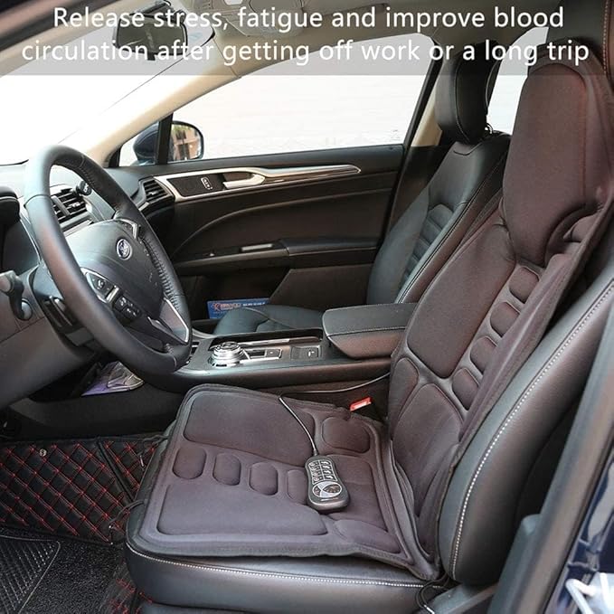 Back Massage Chair Pad, Back Massager with Heat for Pain Relief, Chair Massager for Full Body Massage, Deep Tissue Vibration Massger with 2 Adapters, Chair Massager for Office and Recliner