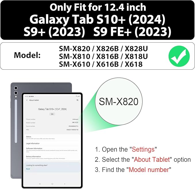 SEYMAC Case for Samsung Galaxy Tab S10+ Plus 2024/S9 FE+/S9+ 12.4" 2023, Heavy Duty Shockproof Protective Case With Screen Protector, Stand, Hand/Shoulder Strap and Pen Holder, Green