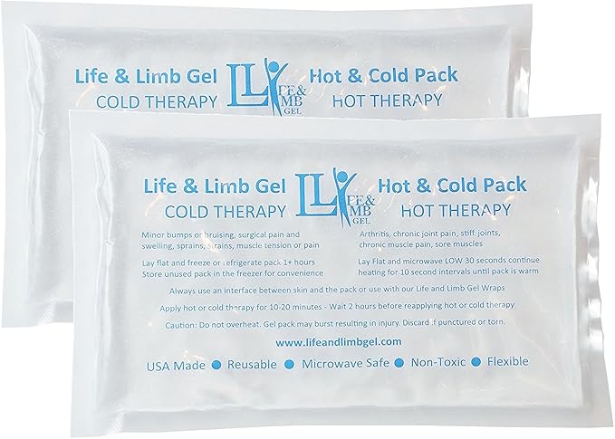 Small Reusable Gel Ice Pack for Injuries (6 X 10 Inches) USA Made Quality Hot Cold Packs - Pain Relief Elbow Knee Ankle Wrist Chiropractic Physical Therapist by Life and Limb Gel (2)
