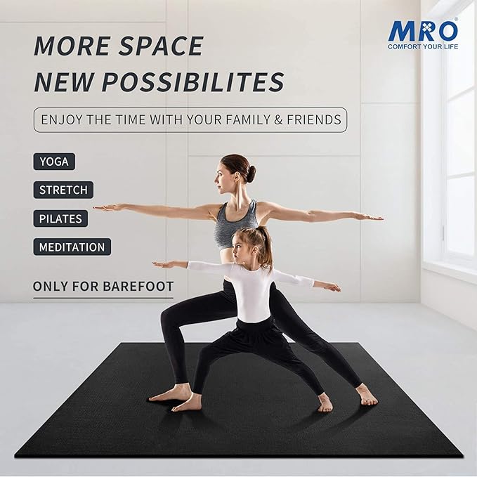 MRO Extra Large Yoga Mat, 12'x6'/9'x6'/7'x5'/6'x4' (9MM) Extra Wide and Thick Exercise Mats for Home Gym Workout, Non-Slip, Soft for Women and Men Fitness, Ideal for Barefoot Yoga, Pilates, stretching