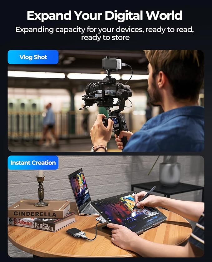 ORICO 1TB External SSD Up to 2000MB/s, Portable Solid State Drive with 20Gbps USB C&A Cable, Reliable Storage for Type-C Smartphone, Tablets, Laptops, USB 3.2 Gen 2x2- M20