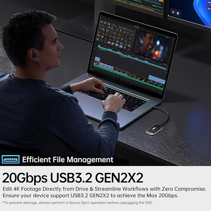 SSK 1TB SSD External Hard Drive, Portable SSD Drive up to 2000 MB/s, USB 3.2 Gen2X2 External Solid State Drives for iPhone 15/16 PRO、Mac、Phone OTG、Laptops with LED Indicator