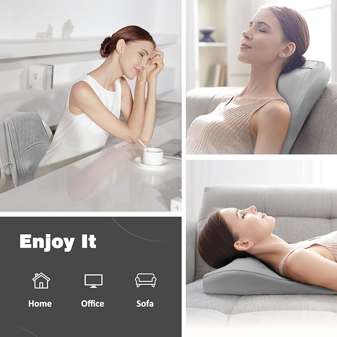 Neck and Shoulder Massager with Heat, Shiatsu Massage Pillow with 3D Deep Tissue Kneading for Back Legs Foot Body Pain Relief,at Home Office Car, Gift for Mom & Dad
