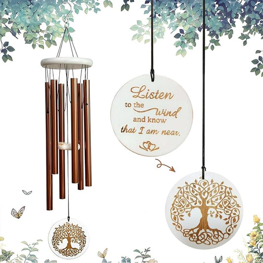 Wind Chimes Tree of Life for Loss of Loved One,33" Memorial Windchimes for Clearance,Sympathy Gift,Housewarming Gift,Listen to The Wind Chimes for Garden,Patio Decoration(Copper)