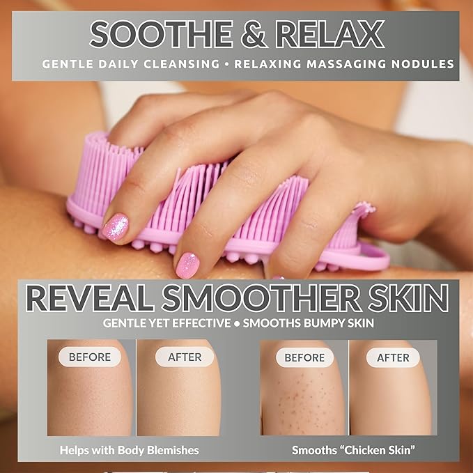 Avilana Silicone Body Scrubber – Gentle Shower Brush & Loofah Alternative- Food Grade & Lab Tested – Fast-Drying, Hygienic, BPA-Free Silicone Body Gentle Exfoliator (Marbled, Massage)